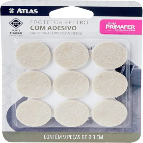 PROTETOR ADESIVO REDONDO 3CM 9PC FELTRO BG PR2135