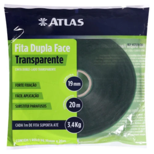 FITA DUPLA FACE TRANSPARENTE 19MM X 20M ATLAS