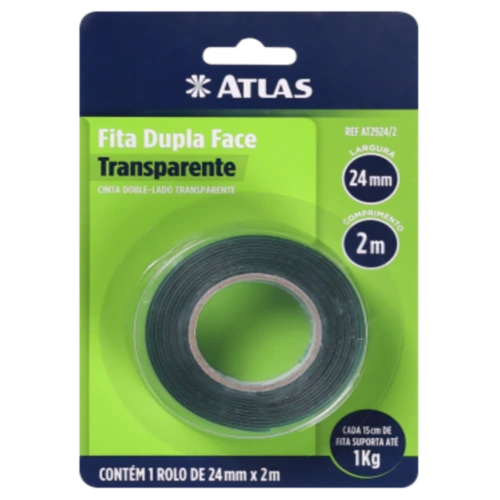 FITA DUPLA FACE TRANSPARENTE 24MM X 2M ATLAS