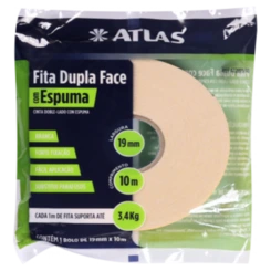 FITA DUPLA FACE ESPUMA 19MM X 10M ATLAS