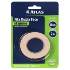 FITA DUPLA FACE ESPUMA 12MM X 2M ATLAS